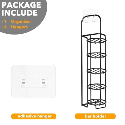 SpaceAid 5 Tier Shampoo Bar Holder for Shower, Self Draining Soap Bar Holders Caddy for Bathroom Wall and Kitchen Sink, Shampoo Bar Dish Rack, Stainless Steel Bar Soap Holder (Black) thumbnail 7