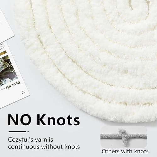 Cozyful Chunky Yarn for Hand Knitting - #10 Chunky Chenille Yarn, Jumbo Big Thick Chunky Yarns for Crocheting, Super Bulky Chunky Knit Blanket Yarns, 8 Skein (25 yds 8 oz Each Skein), Cream thumbnail 5