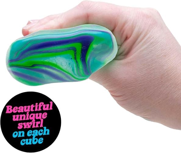 Schylling NeeDoh Nice Cube Swirl - Sensory Toy with a Super Solid Squish - Unique, Swirling Color Blend - Ages 3 and Up - Color May Vary - 2 Pack thumbnail 4