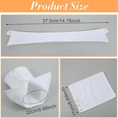 Josojoou 3PCS White Fake Collar and Detachable Sleeves, Detachable Collar with Pearl Buttons, Fake Collar for Women, for Suits, Jackets, Layering, Parties and Company Gatherings thumbnail 2
