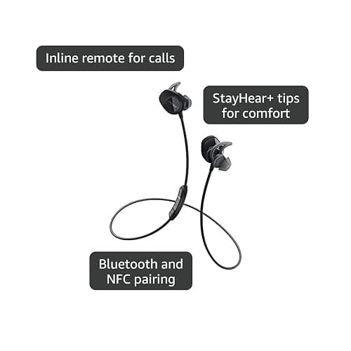 Bose SoundSport, Wireless Earbuds, (Sweatproof Bluetooth Headphones for Running and Sports), Black (Renewed) thumbnail 3