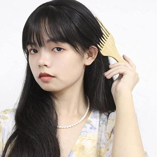 LZZEM 2Pcs Wide Tooth Wooden Comb Set Natural Sandalwood Afro Pick Comb for Gentle Detangling Anti-Static & Scalp Massage Eco-Friendly for Curly Wavy Thick or Straight Hair, Women & Girls thumbnail 3