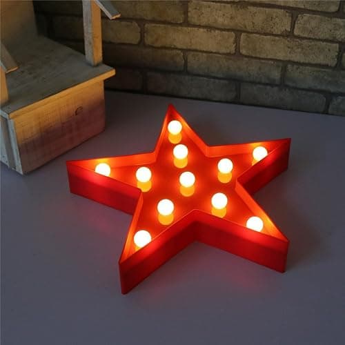 Marquee Light Star Shaped LED Plastic Sign-Lighted Marquee Star Sign Wall Décor Battery Operated (Red) thumbnail 3