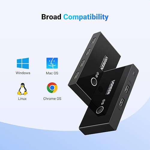 UGREEN USB Switch Selector 2 Computers Sharing 4 USB Devices USB 2.0 Peripheral Switcher Box Hub for Mouse Keyboard Scanner Printer PCs with One-Button Swapping and 2 Pack USB A to A Cable thumbnail 8