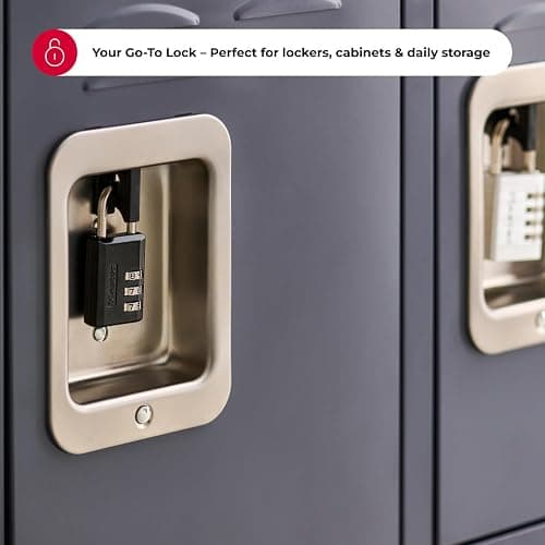 Master Lock Black Combination Padlock, Indoor Gym Locker Lock with Customizable 3-Digit Code for Luggage, Backpacks, Cabinets, 647D thumbnail 2