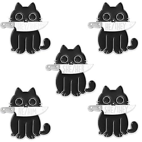 COLORFUL BLING Pride Pronouns Cute Cat Pin Brooch Letters She They/He Him/They Them/She Her/He for Women Men Unisex Jewelry Gifts Gender Identity Bulk Pins for Pride Lapel thumbnail 4