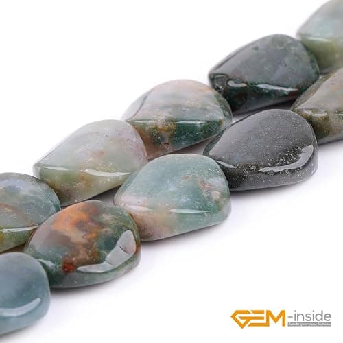 GEM-Inside Indian Agate Gemstone Loose Beads Natural 16mm Twisted Coin Crystal Energy Stone Power for Jewelry Making 15" thumbnail 3