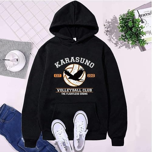 NUFR Unisex Hoodie Volleyball Club Letters Printed Hooded Swetshirt Anime Jacket for Men and Women thumbnail 2