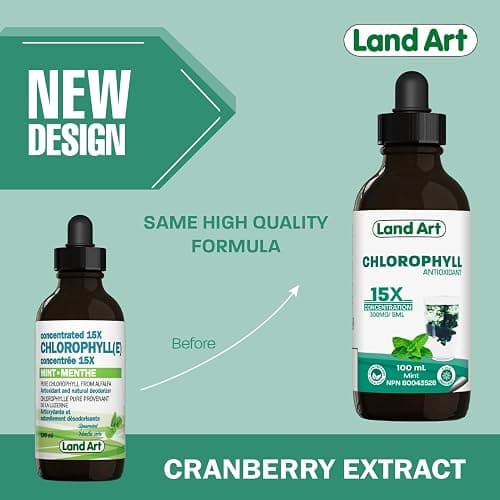 Liquid Chlorophyll Drops Mint 15X Concentrated 100ml - Detox - Alkaline - Natural Body Deodorant - Antioxidant - Cold Extracted from Non-GMO Alfalfa - Made in Canada thumbnail 5
