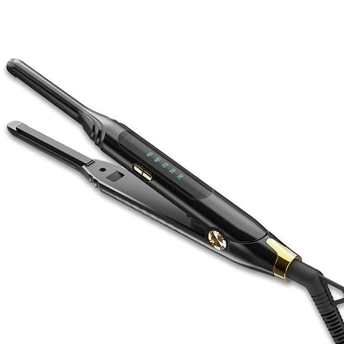 Mvxitanny Pencil Flat Iron 3/10'' Small Flat Irons for Short Hair,Pixie Cut & Bangs,Hair Straightener for Edge with LED Display,Travel Mini Hair Straightener with Dual Voltage,Auto Shut Off（Black） - Image 1