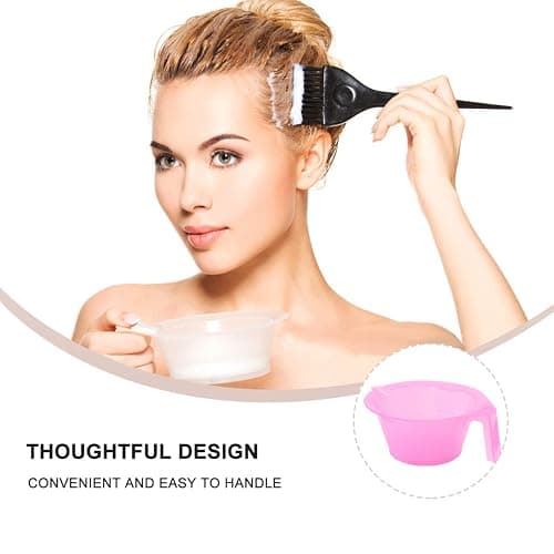 KALLORY Hair Color Mixing Bowl, 3pcs Plastic Hair Dye Bowl with Handle Color Mixing Tint Bowl Hair Color Mixing Tool for Salon Hairdressing, Pink thumbnail 8