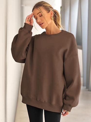 EFAN Womens Oversized Sweatshirts Hoodies Fleece Crewneck Sweaters Casual Tops Comfy Fall Fashion Outfits Winter Clothes 2025 thumbnail 3