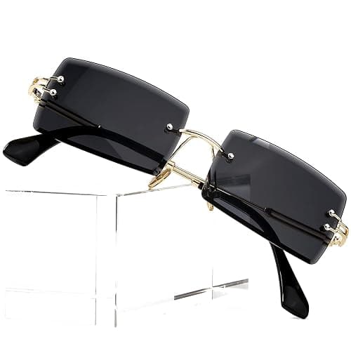 PORADAY Rectangle Sunglasses for Women Men Vintage Rimless Square Sun Glasses Candy Color - Image 1