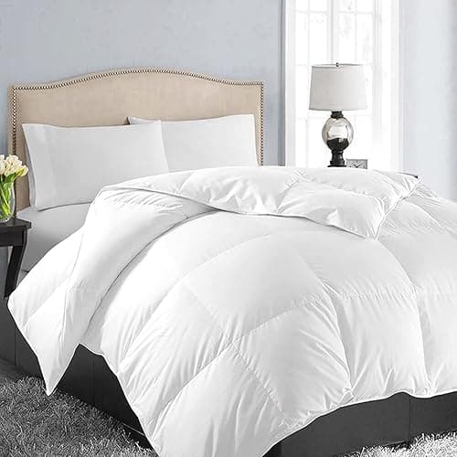 EASELAND Queen Size Down Alternative Comforter - Quilted Duvet Insert for All Seasons, Soft Lightweight with Corner Tabs, Summer Winter Warm Bedding, White 88×88 Inches - Image 1