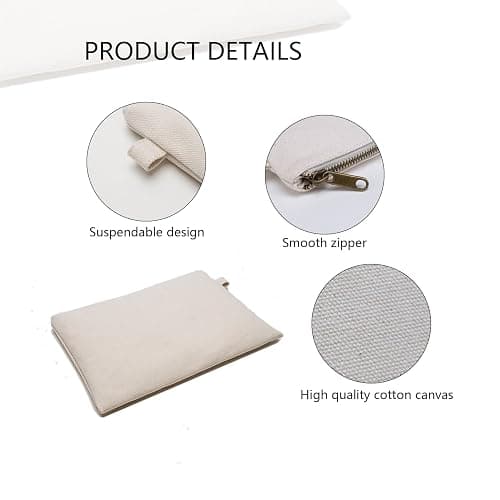 YONBEN Zipper Pouch Storage Bag - Simple and Stylish Women's Cosmetic and Travel Bag - Cotton Canvas - Ideal for Stationery thumbnail 3