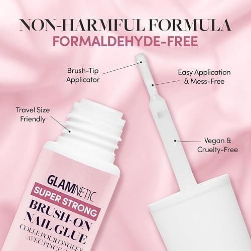 Glamnetic Super Strong Brush On Nail Glue | Brush Tip Applicator, Mess Free, Travel Friendly, Vegan | Durable & Long-Lasting | .24 fl. oz. thumbnail 2