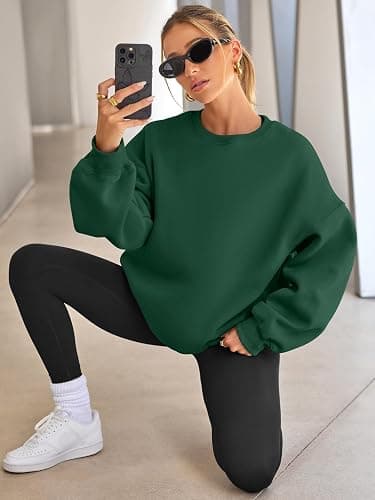 EFAN Womens Oversized Sweatshirts Hoodies Fleece Crewneck Sweaters Casual Tops Comfy Fall Fashion Outfits Winter Clothes 2025 thumbnail 3