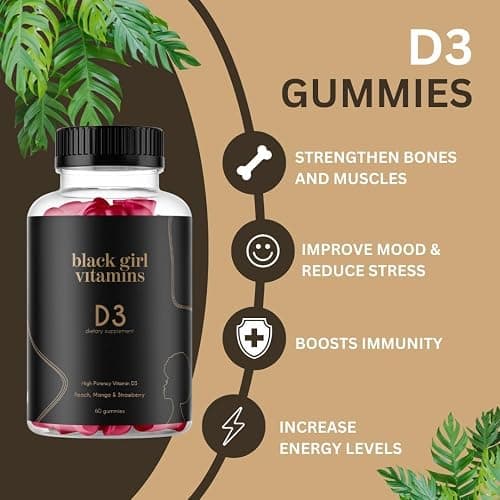 Black Girl Vitamins Look Good Feel Good Bundle – Hair Skin & Nails, Vitamin D3 2000IU & Once a Day Multivitamin - Women's Supplement Bundle – Energy, Immunity & Beauty Support thumbnail 3