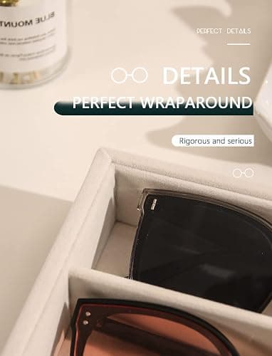 Coward Sunglass Organizer, Beige Velvet Glasses Trays - Eyeglasses Watches Jewelry Display - Men Women (8 Grids) thumbnail 7