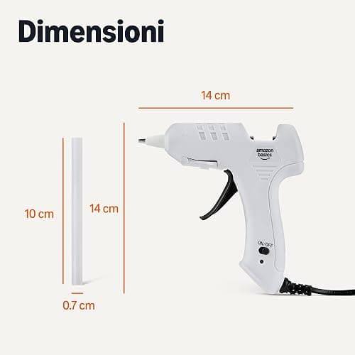 Amazon Basics Kit per pistola per colla a caldo con 30 bastoncini di colla, 20 W, Presa EU, Bianco thumbnail 2