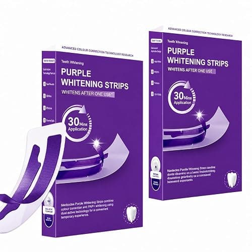 Purple Teeth Whitening Strips 28 Treatments Whitening Strips Teeth Whitening kit-Enamel Safe & Low-Sensitivity-with,Peroxide-Free,Quick Teeth Whitening (Purple) - Image 1