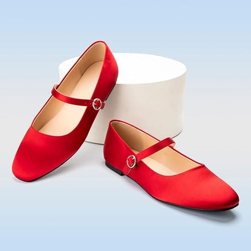 AprCoco Women's Flats Mary Jane Ballet Flats for Women Classic Square Toe Women Shoes Dressy Comfort Ankle Strap Flats for Women thumbnail 5