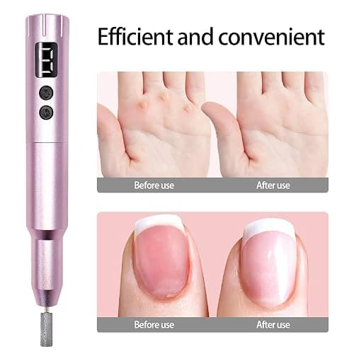 Nail Drill Kit Electric Rechargeable Set Cordless Nail Art Grinding Machine Compact Professional Nail File for Gel Manicure Pedicure Polishing Tool Household,Nail Removal Machine (Metallic Pink) thumbnail 9