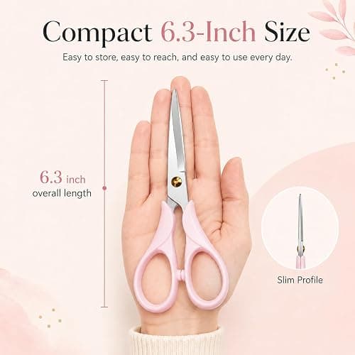 Aesthetic Pink Acrylic Scissors, 6.3" Craft Shears with Sharp Stainless Steel Blades for Home Office & School, Cute Stationery Tools for Bullet Journaling, Scrapbooking & Gift Wrapping thumbnail 2