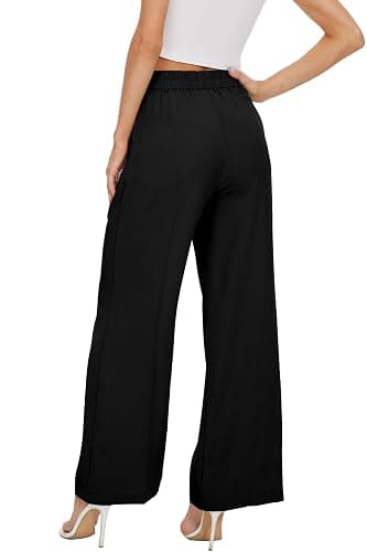 KICZOY Womens High Waist Wide Leg Dress Pants Loose Fit Back Elastic Waist Pleated Front Trousers for Work Casual thumbnail 8