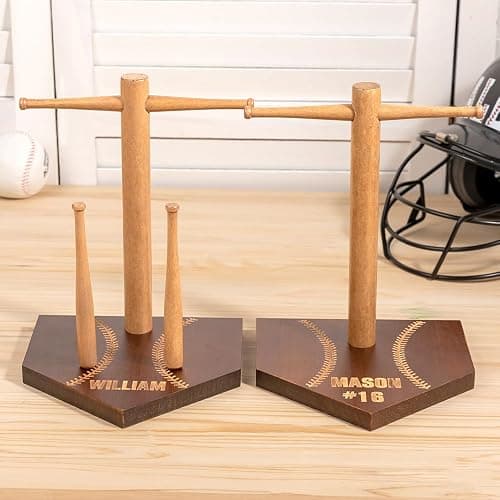 BYFDIY Custom Baseball Drip Display Wooden Personalized Name Number Championship Softball Ring Holder Display Sports Necklace Holder Organizer Baseball Jewelry Stand Birthday Gifts thumbnail 5