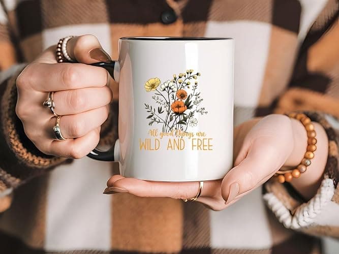 All Good Things Are Wild and Free Mug - Floral Design Coffee Cup - Inspirational Mug for Nature Lovers - Motivational Mug - Unique - 11 Ounce - Enjoy Your Favorite Beverage with Style - CCMUG13513 thumbnail 6