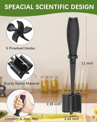 Upgrade Meat Chopper, Heat Resistant Meat Masher for Hamburger, Ground Beef Smasher, Nylon Hamburger Grinder Utensil for Ground Beef, Non Stick Mix Ground Chopper, Mix and Chop Potato Masher Tool thumbnail 2