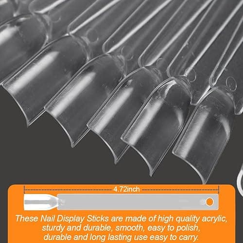 JASSINS 50 Pcs Nail Swatch Sticks with Ring and Numbered Tips - Clear Fan-shaped Display for Nail Art Polish Practice thumbnail 6