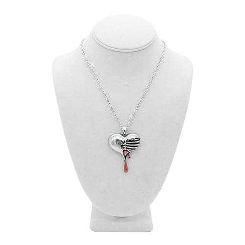 Controse Silver-Toned Stainless Steel Bleeding Heart Necklace with Pendant thumbnail 8