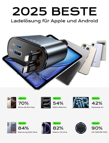 LISEN 4 in 1 Zigarettenanzünder USB C 69W Auto Ladegerät Adapter 12V, Auto Zubehör KFZ Geschenke für Männer Frauen, Reise Gadgets Camping Zubehör Car Accessoires für iPhone 16 Pro Max iPad Air 17 - Gray thumbnail 4