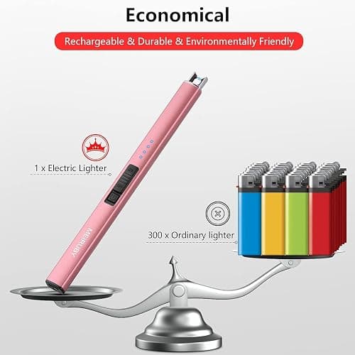 MEIRUBY 2 Pack Electric Candle Lighter, Christmas Stocking Stuffers Gifts for Women Mom Men Wife Sister, USB Arc Rechargeable Windproof Long Lighter for Candle BBQ Housewarming Birthday Gifts Idals thumbnail 5