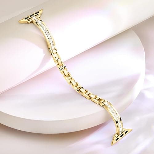 Missair Bands Compatible with Apple Watch Band 38mm 40mm 41mm 42mm 44mm 45mm 46mm 49mm for Women, Slim Metal Dressy Jewelry Bracelet with Bling Diamond for iWatch Series 11 10 9 8 7 6 5 4 3 SE Ultra thumbnail 4