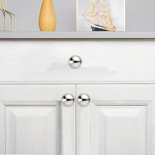 khtumeware 10 Pack Knob Vibrant Polished Nickel Cabinet knobs 1-1/4 inch Solid Heavy Duty Tradition Bifold Closet Door Mushroom Knobs Cabinet Hardware for Kitchens cabinets Dresser Bathroom thumbnail 5