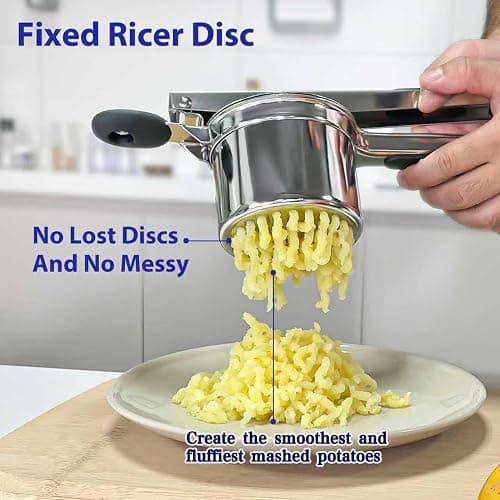 SPEENSUN Potato Ricer, Stainless Steel Potato Masher, 15oz, Black | Heavy Duty Potato Press with Fixed Ricer Disc & Silicone Handle, for Fluffy Mashed Potatoes, Mess-Free Kitchen Tool thumbnail 4