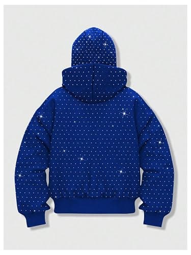 SOLY HUX Men's Rhinestone Zip Up Hoodie Long Sleeve Hooded Sweatshirt Jacket Streetwear with Pockets thumbnail 3