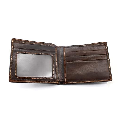 Medifier Mens Leather Genuine Extra Capacity Wallet Bifold Slim Brown Front Pocket Engraved Dragon Wallets with Credit Card Holder ID Window for Men Women Husband Boyfriend Him Gifts Horizontal Style thumbnail 2