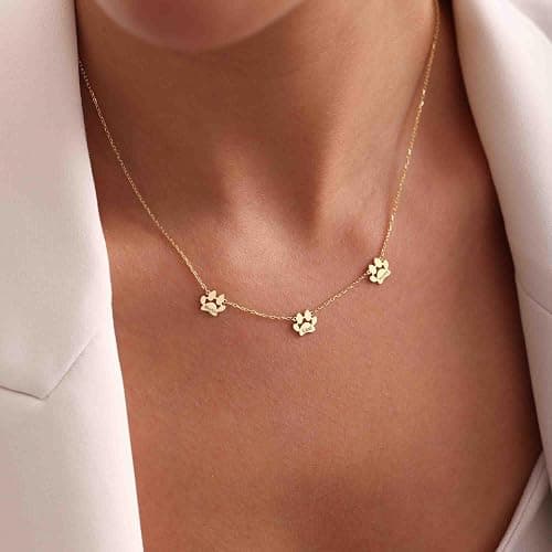 RESVIVI Personalized Cute Dog Cat Paw Name Necklace Forever Love Custom Heart Pendant Pet Name Necklace Gift for Pet Lovers thumbnail 6
