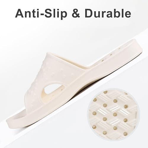 shevalues Shower Shoes for Women with Arch Support Quick Drying Pool Slides Lightweight Beach Sandals with Drain Holes - 8-9 Women/6.5-7.5 Men - Beige thumbnail 6