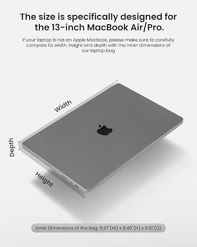 tomtoc 360° Protective Laptop Sleeve for 13-inch New MacBook Air M4/A3240 2025, M3/A3113, M2/A2681 M1/A2337 A2179 A1932, 13-inch MacBook Pro M2/A2686 M1/A2338, Water-Resistant Computer Case Bag thumbnail 8