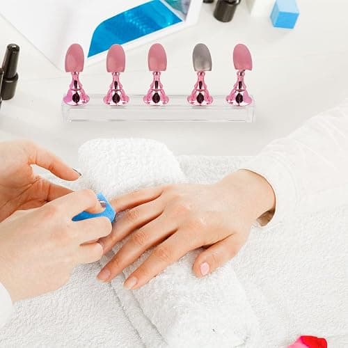 Difenni Nail Stands Acrylic Nail Art,Press on Nail Stand Magnetic Nail Tips Practice Holder 54 Pcs Reusable Adhesive Putty for DIY Painting(Pink thumbnail 2
