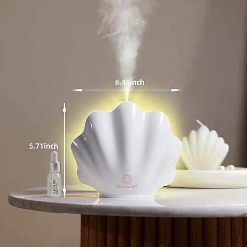 Essential Oil Diffuser 260ML, Shell Aroma Diffuser with Remote Control, 7 Colors LED Night Light for Bedroom Home Relaxation thumbnail 2