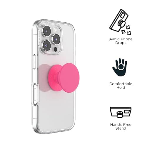 PopSockets Adhesive Phone Grip, Holder- Neon Pink | Anti-Drop, Kickstand, Secure Comfortable Hold, Hot, Pink, Phone & Electronics Accessory thumbnail 3