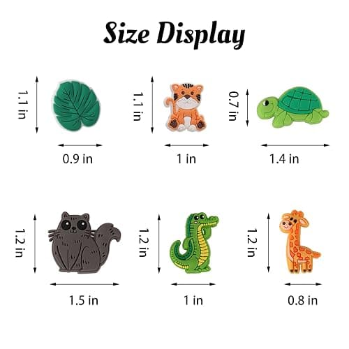 mortd Jungle Animals Shoe Decoration Charms, 30PCS Jungle Safari Animals Monkey Lion Tiger Zebra Elephant Shoe Charms for Shoe Wristband, PVC Shoe Charm Accessories for Party Favors Birthday Gifts, thumbnail 7