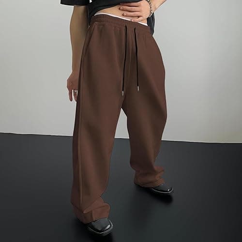 Baggy Sweatpants Men Wide Leg Sweats Pants Loose Cotton Open Bottom Joggers with Pockets Y2k Tall Trousers Streetwear thumbnail 3