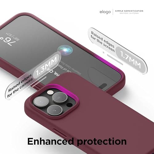 elago Magnetic Silicone Case Compatible with iPhone 15 Pro Case 6.1 Inch Compatible with All MagSafe Accessories - Built-in Magnets, Soft Grip Silicone, Shockproof (Burgundy) thumbnail 6